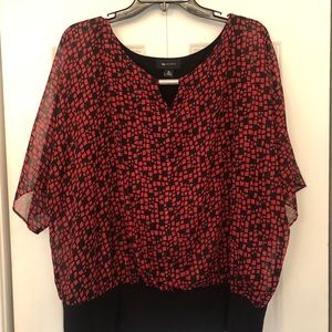 Red/Black short sleeve blouse
